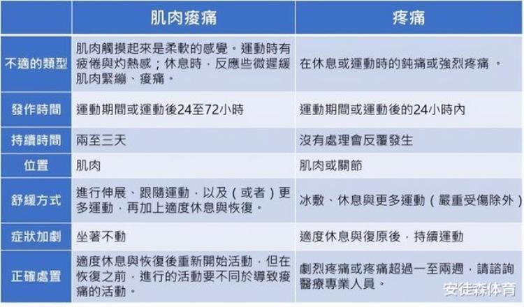 训练时肌肉疼痛差在哪教练分別提出正确处置方案