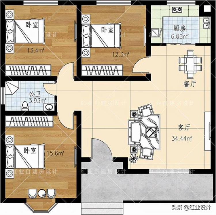 农村建筑设计90m2图纸「3套占地百平的一层农村图纸设计布局舒适造价10万起就可建」