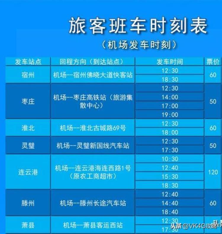 徐州观音机场大巴最新时刻表「最全徐州观音国际机场机场大巴班车时刻表」