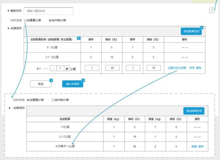 网店运费模板,电商通用运费模板