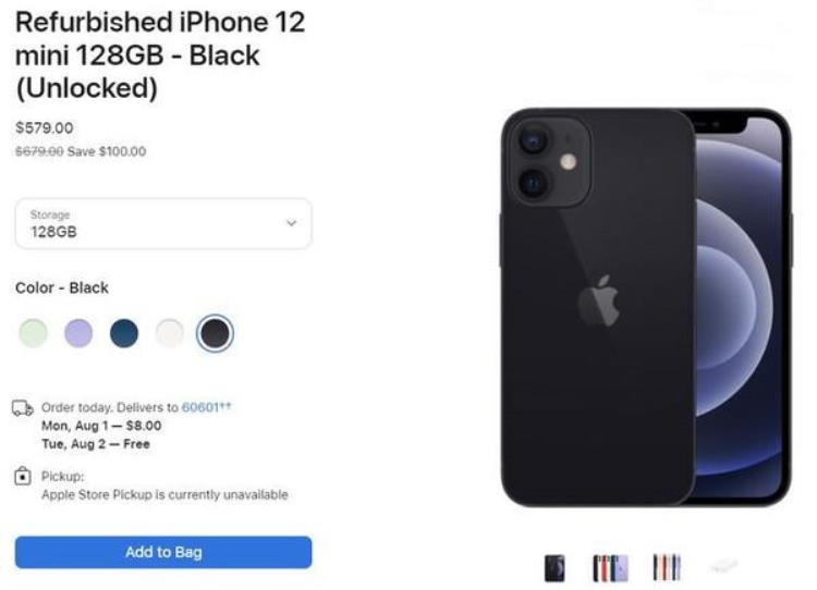 苹果12官方翻新机报价,苹果12mini发布价