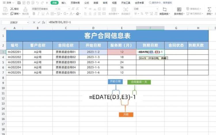 excel怎么算合同到期日「Excel自动计算合同到期日和天数根据天数自动填充颜色提醒」