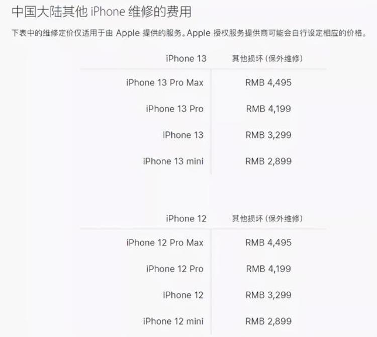 苹果13官方维修价格「iPhone13全系官方维修定价出炉真摔不起」