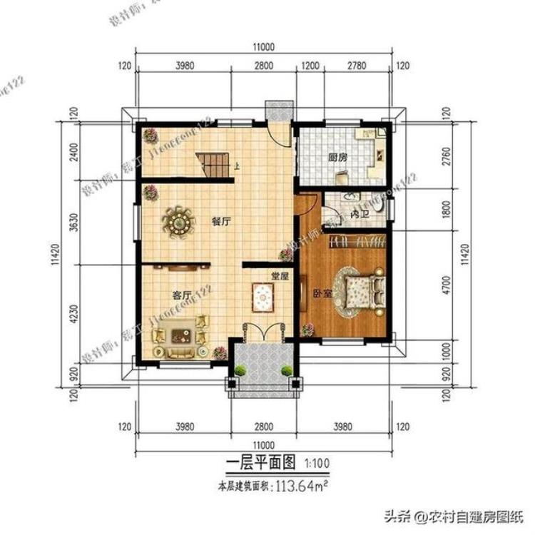 农村三层小别墅120平方左右,农村自建三层小别墅110平20万主体