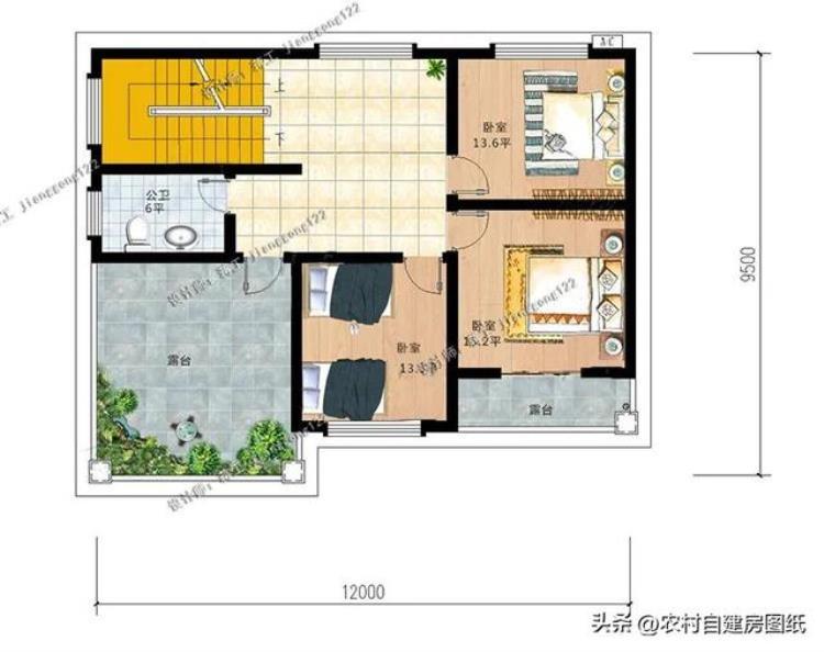 农村三层小别墅120平方左右,农村自建三层小别墅110平20万主体