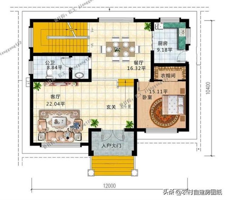 农村三层小别墅120平方左右,农村自建三层小别墅110平20万主体