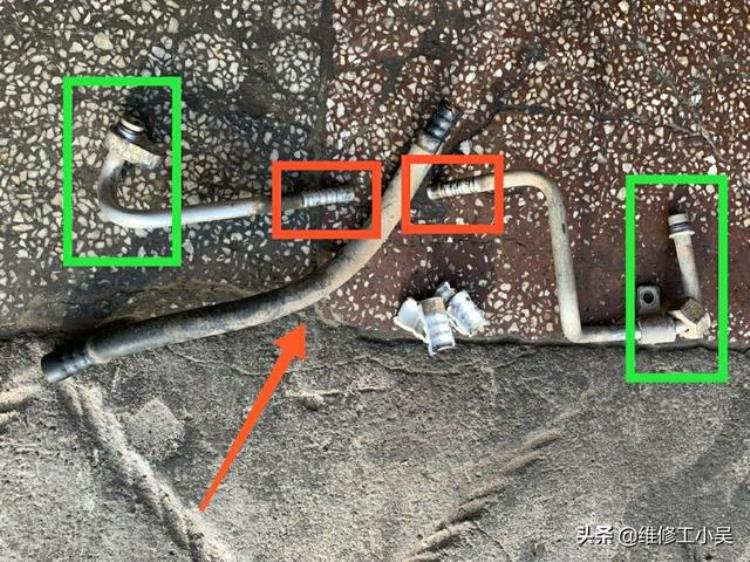 汽车空调管路泄露怎么办「汽车空调管道漏制冷剂师傅修理好旧管道而不是直接换新管道」