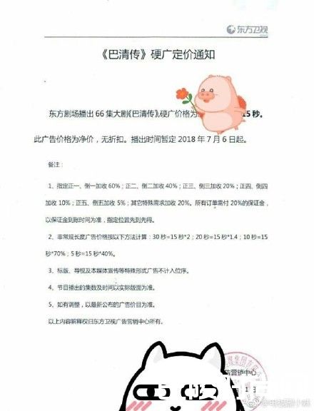 《巴清传》密件外流曝光 播出时间及广告价码全曝光