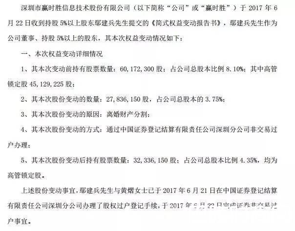 高管离婚被分70亿怎么回事？高管离婚股民遭殃