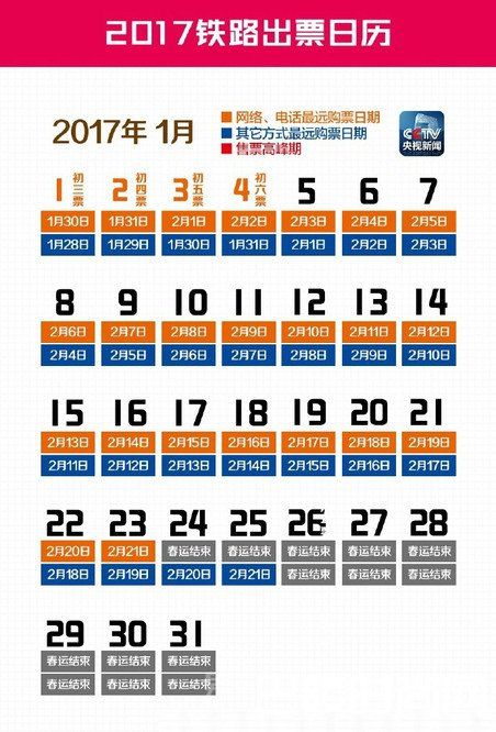 2017年春运火车票时间表 2017春运运输方案揭晓