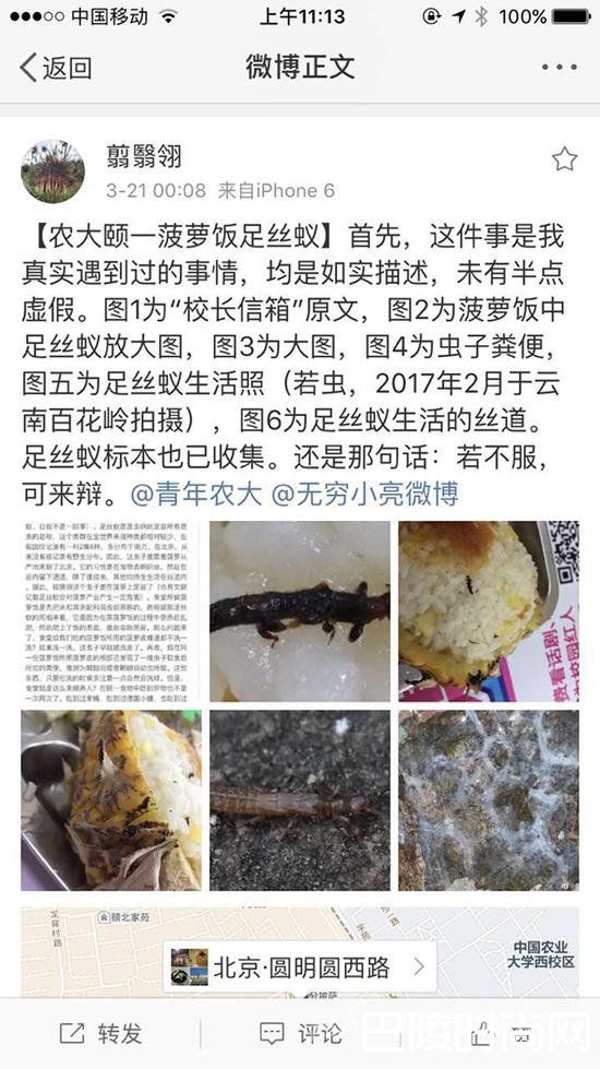 从足丝蚁的死相谈食堂卫生 学霸食堂吃到虫子投诉校长