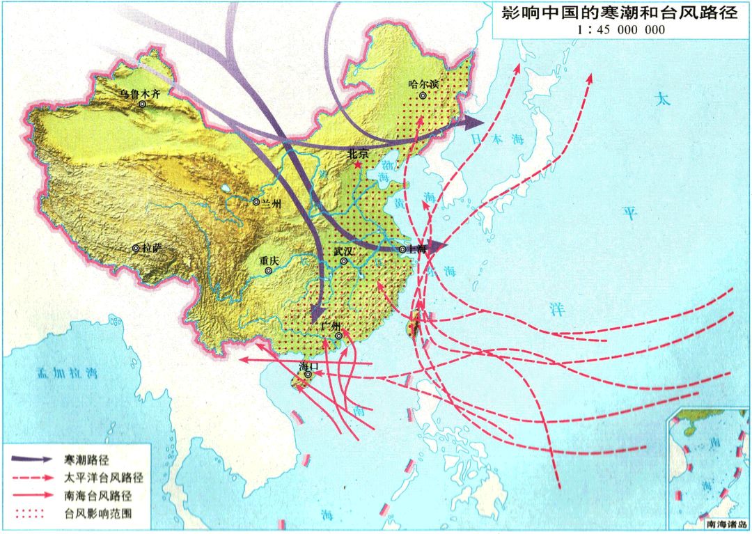 中国温度带的划分（中国冬季和夏季降水量分布）