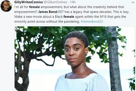 007主角变女性黑人,全球引起轩然大波,是否矫枉过正?