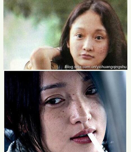 中国卸妆后最丑女明星烂脸爆痘照