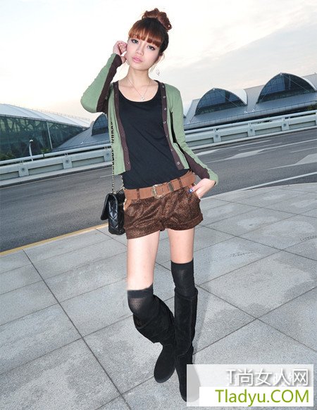 螺纹布拼接贴布装饰长款马夹