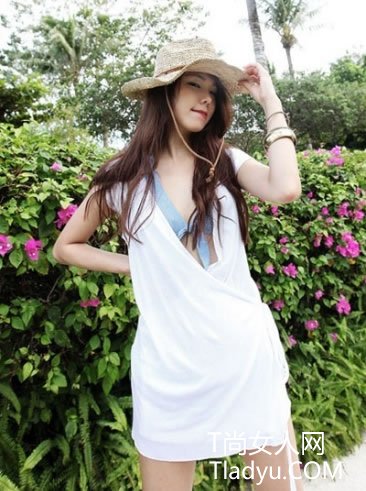 清爽女人味的水纹图案连衣裙