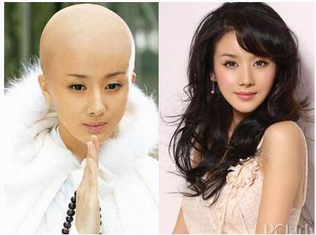 为戏真剃光头的女明星各种脸型光头效果图片