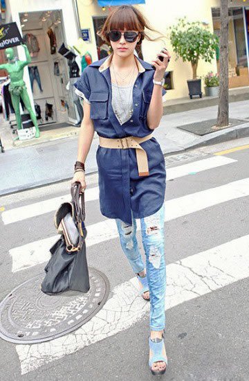 休闲个性活力搭配 变身俏皮妞