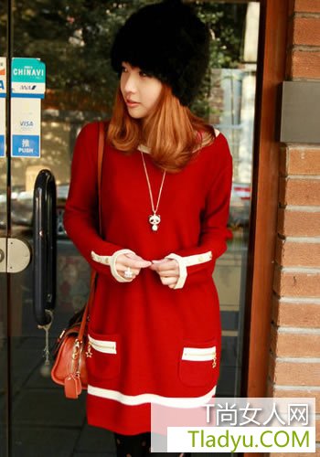 休闲厚外套 糖果毛衣 短裙迷倒他