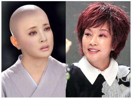 为戏真剃光头的女明星各种脸型光头效果图片